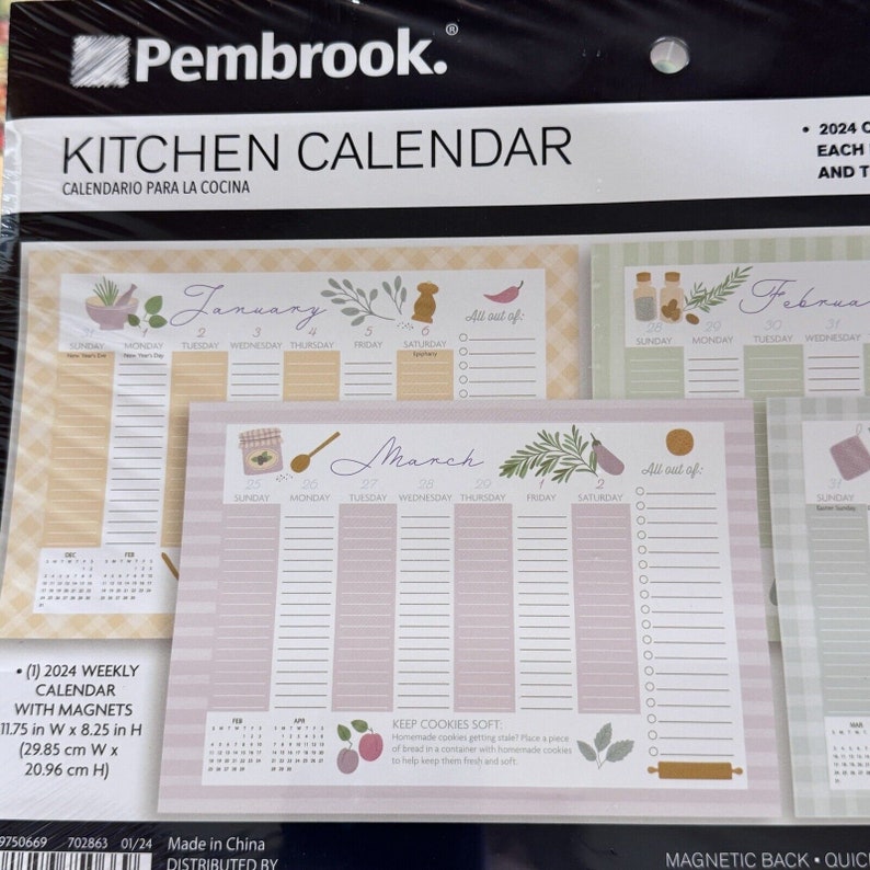 2024 Weekly Planner Pad 52 Weeks Shopping List Menu Kitchen Pembrook 8.25x11.75 Etsy