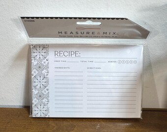 Pack of 25 Recipe Cards 4X6 Gray Minimalist Floral