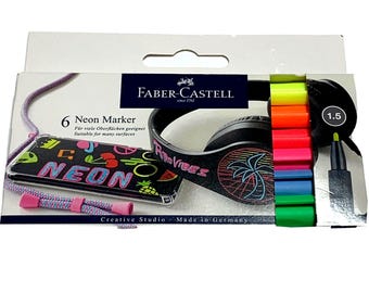Faber Castell Neon Markers 6 piece Set 1.5 Creative Studio Made in Germany