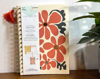 Undated Planner Monthly and Weekly Layouts Tabbed Spiral 5.5x8.25 Pockets