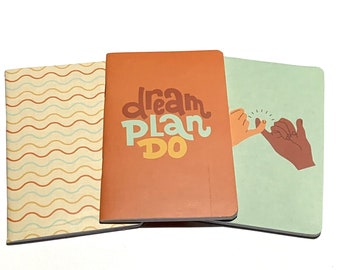 Small Notebooks Journal Grid Paper Set of 3 3.5x5.5In