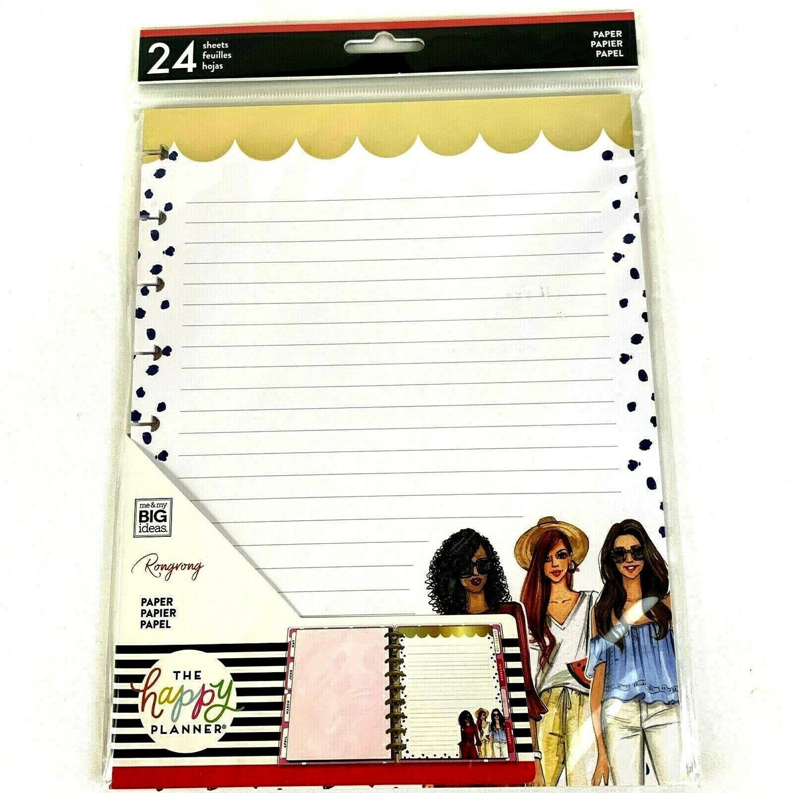 The Happy Planner Refill Paper 24 Sheets Gold Trim 7x9.25 Etsy