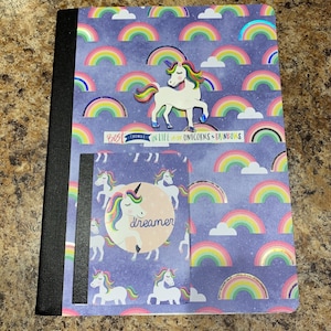 Composition Notebook Set Magical Unicorn Handmade Altered Pocket Folders Mini