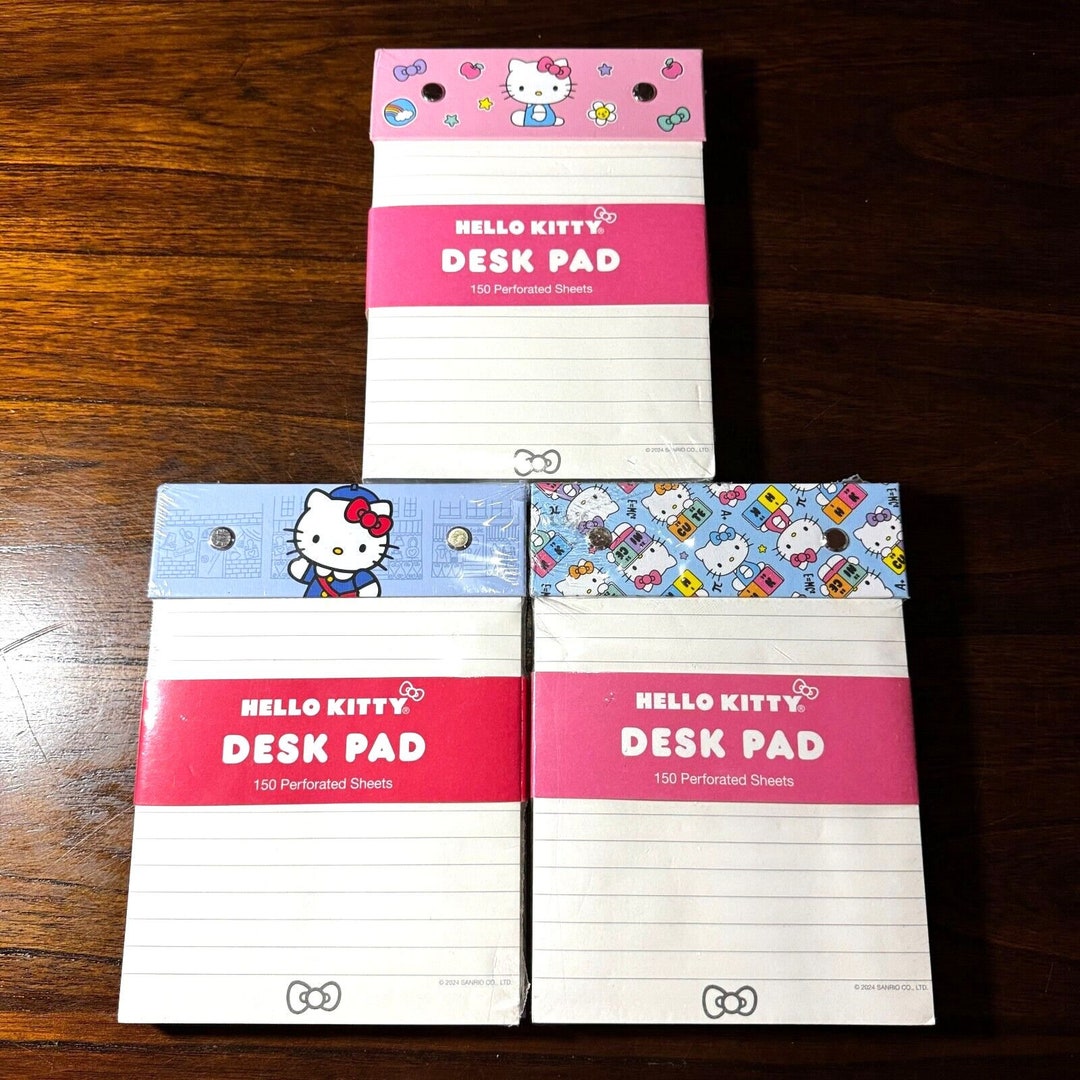 Hello Kitty Desk Pad Bundle Sanrio 150 Perforated Sheets Each Set of 3 ...