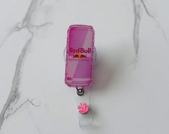 Pink redbull badge reel