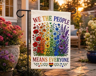 We The People Pride Garden Flag, LGBTQ Inclusive American Flag, Equality Flag, Floral Patriotic Yard Decor Unity Flag, Pride Flag