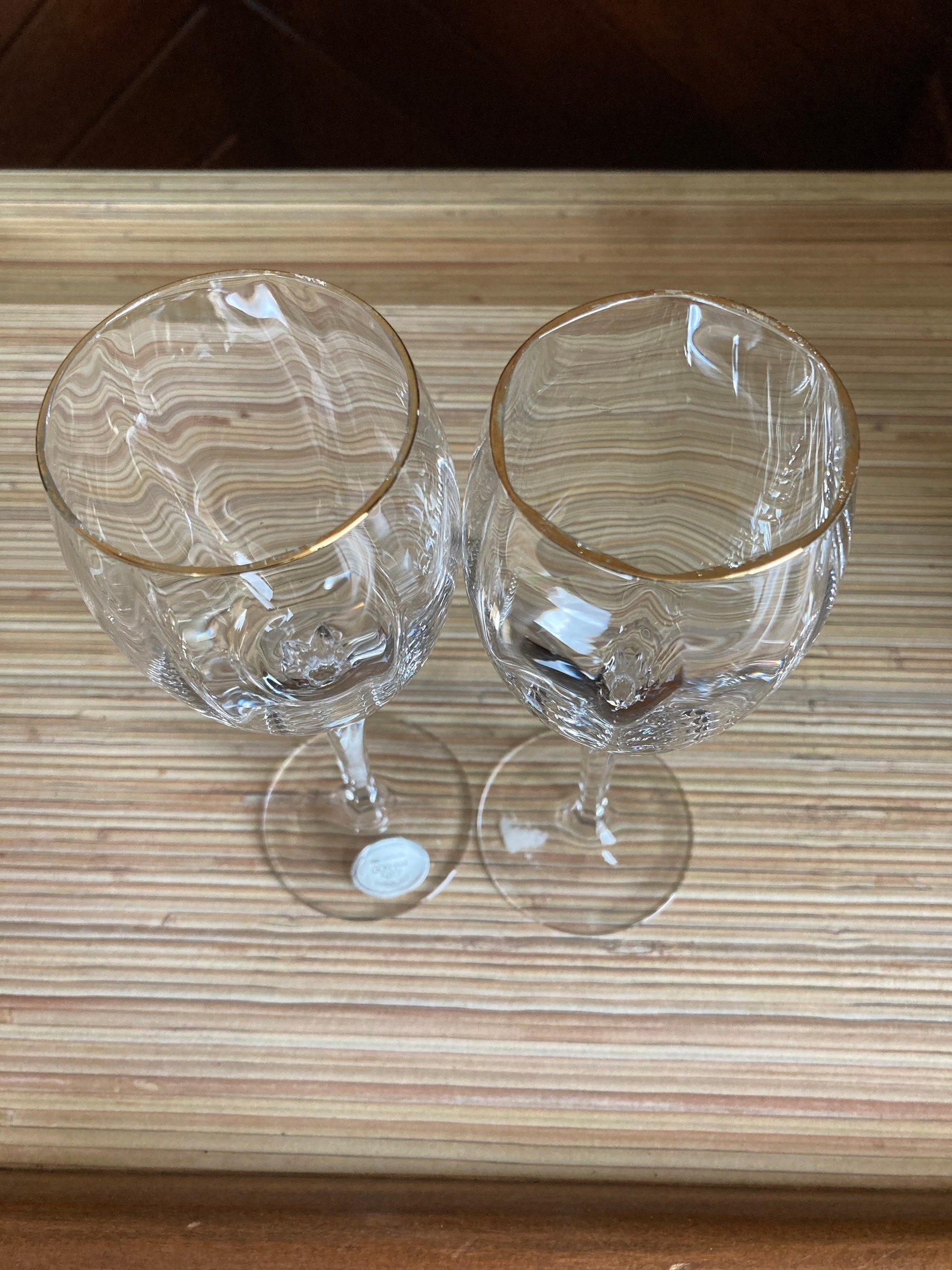 Gorham Andante Crystal Glasses Gold Rim small Wine 2 Etsy