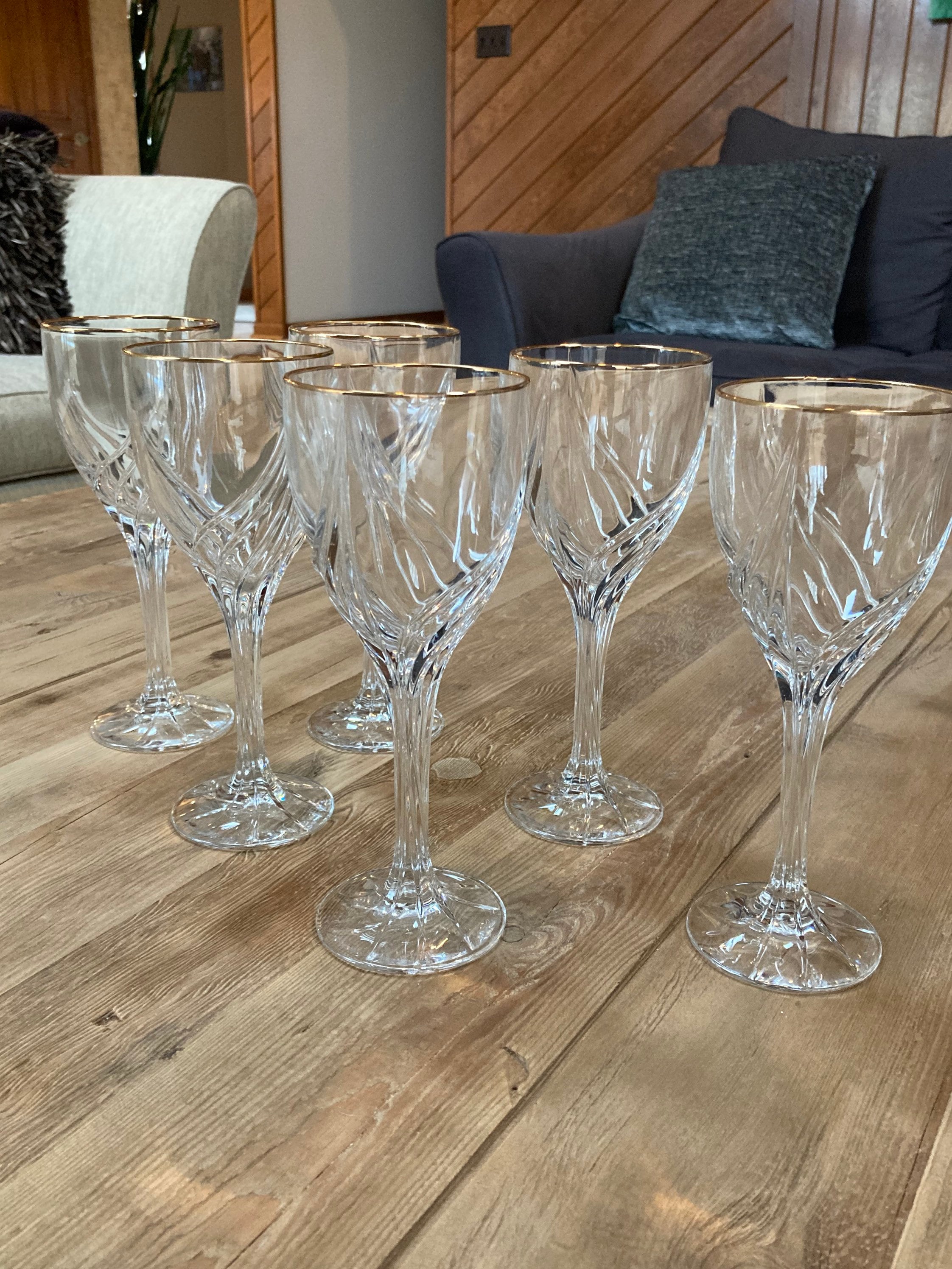 6 Lenox Crystal Wine Glass Gold Trim Etsy