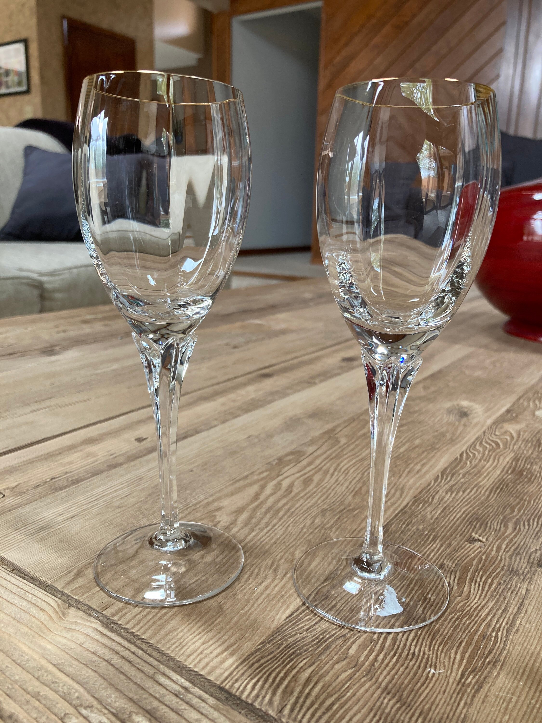 2 Gorham Andante Crystal Glasses Gold Rim Small Wine Etsy