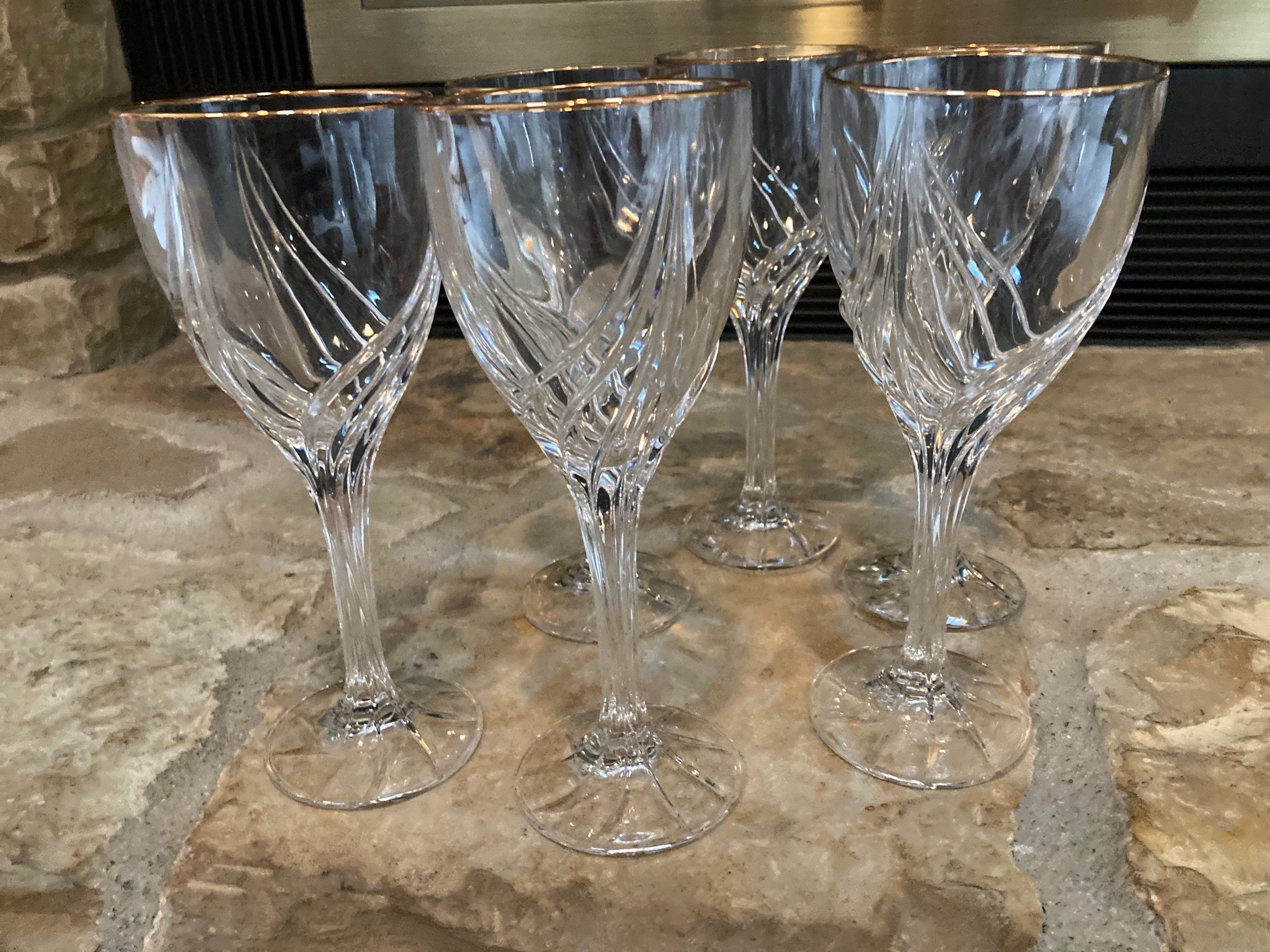 6 Lenox Crystal Wine Glass Gold Trim Etsy