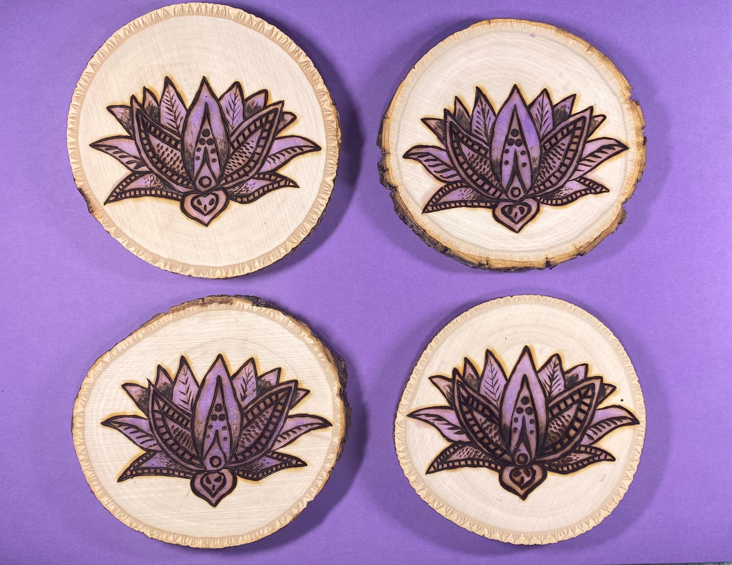 Custom WoodBurned Coasters set of 4 Etsy
