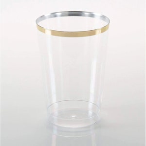 Luxe 9oz or 12oz Clear Plastic • Gold Plastic Cups | 20 Cups table wear cutlery thanksgiving