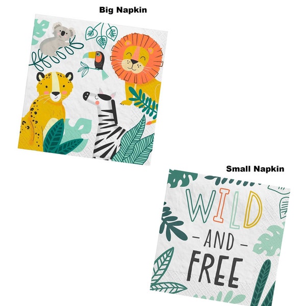 Jungle Animal  Safari Animal Napkins, Wild One Birthday, Jungle Theme Birthday, Safari Birthday, Get Wild, Two Wild, Party Animals