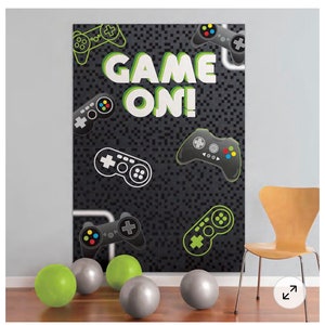 Game On! Level Up Photo Backdrop, 4.6ft x 6.6ft, 4pc