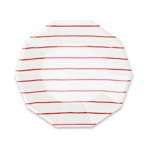 Frenchie Striped Red/White Plates - 8pk Dessert & Lunch