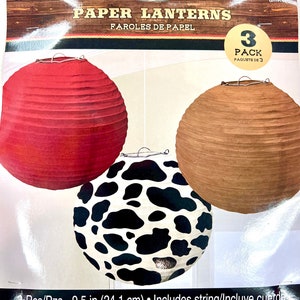 Western Lanterns, Set of 3, Cowbow theme