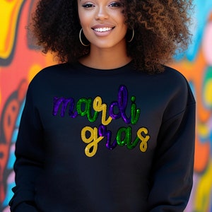mardi gras sequin sweater