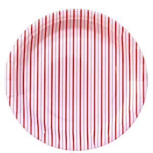 Red Fine stripes plates (Set of 8)