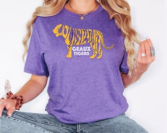 Geaux Tigers Shirt, Purple and Gold Tigers, Go Tiger Apparel, Super Soft Shirts