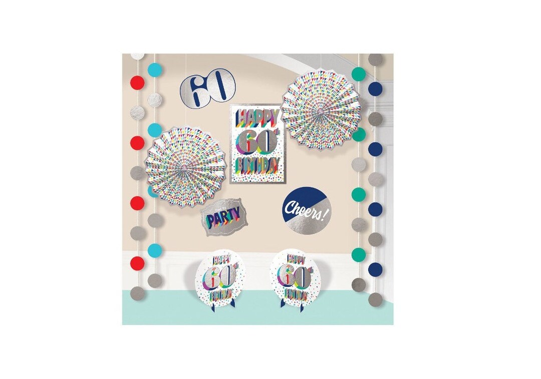 Here's to 60 Room Decorations Kit Happy 60th Birthday Party Decor, 12ct