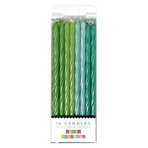 Green/Teal Pearl Spiral 16 Candle Set