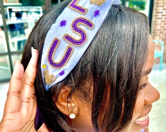 LSU Tiger Beaded Headband