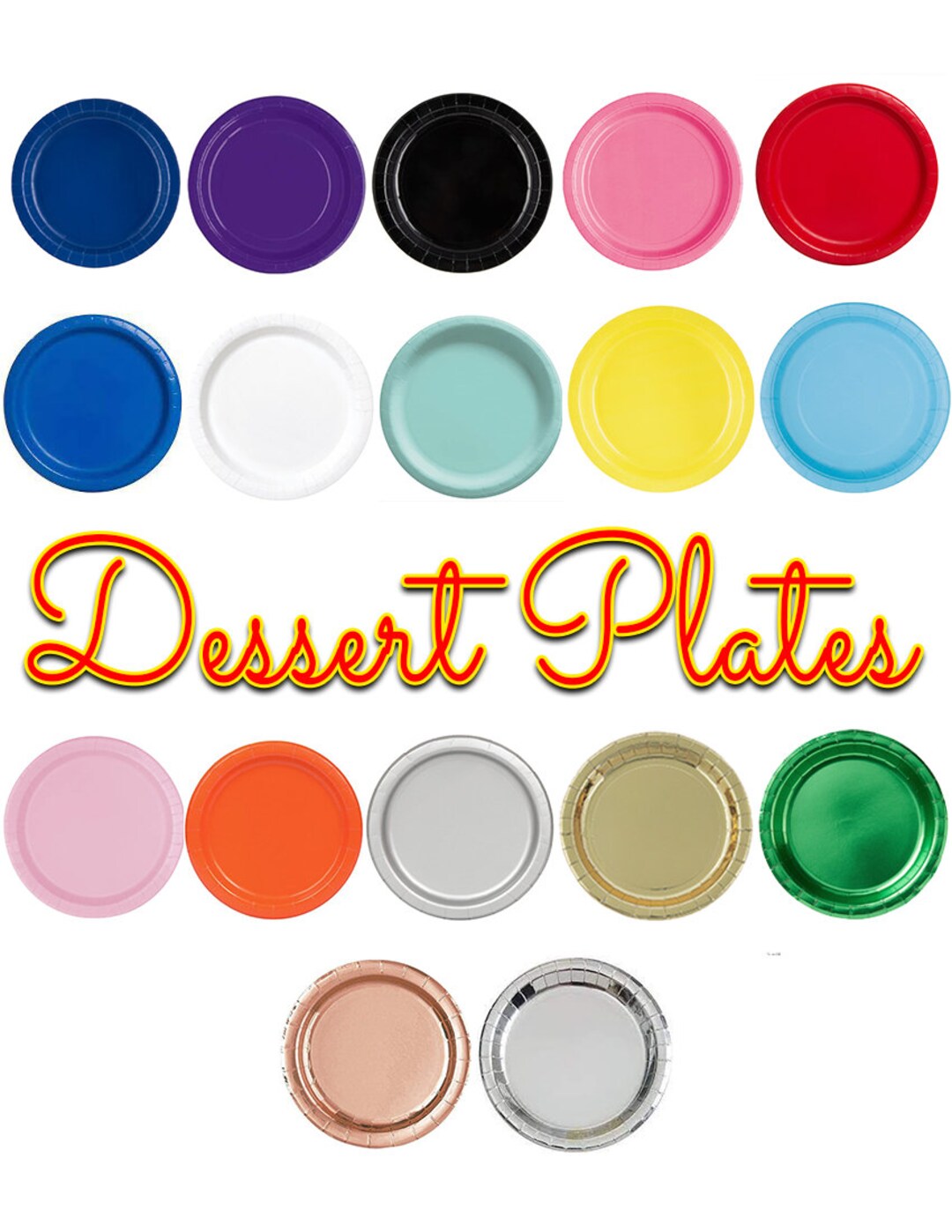 7 Inch Solid Color Paper Plates, Set of 8ct & 20ct, 7 In, 17.1 Cm, You