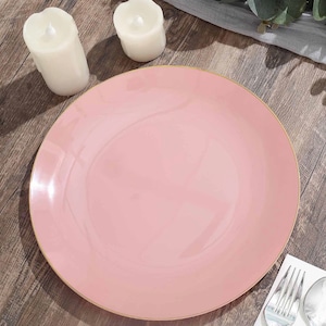 Round Blush • Gold Plastic Plates | 10 Pack Christmas
