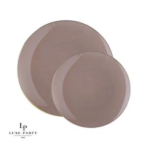 Rundes Taupe • Goldfarbenes Kunststoffplättchen | 10er Pack