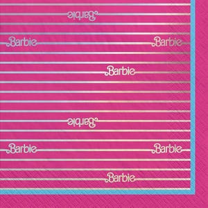 Malibu Barbie Hot-Stamped, rosa shocking con tovaglioli da pranzo iridescenti, 16 pezzi