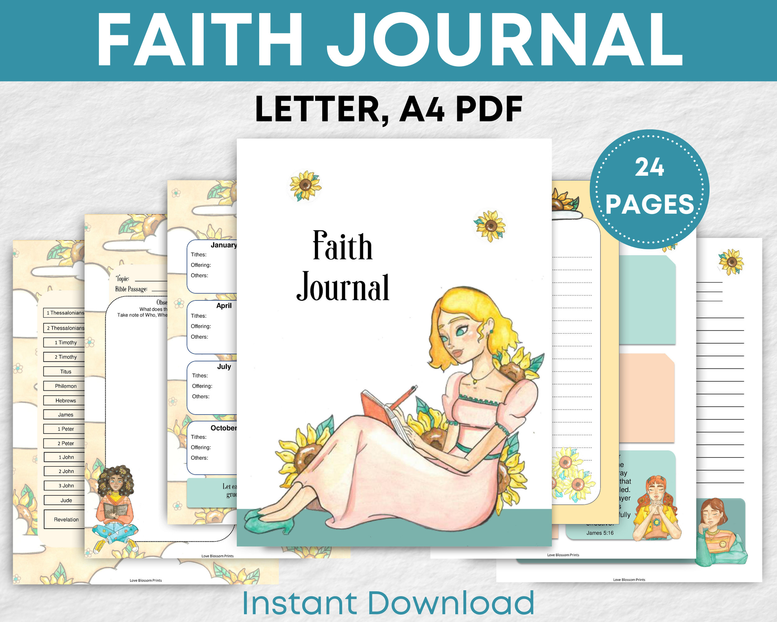 Illustrated Faith Journal Printable Bible Journaling Kit - Etsy