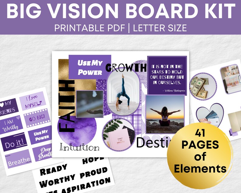 Big Vision Board KIT Printable Vision Board Planner Vision - Etsy