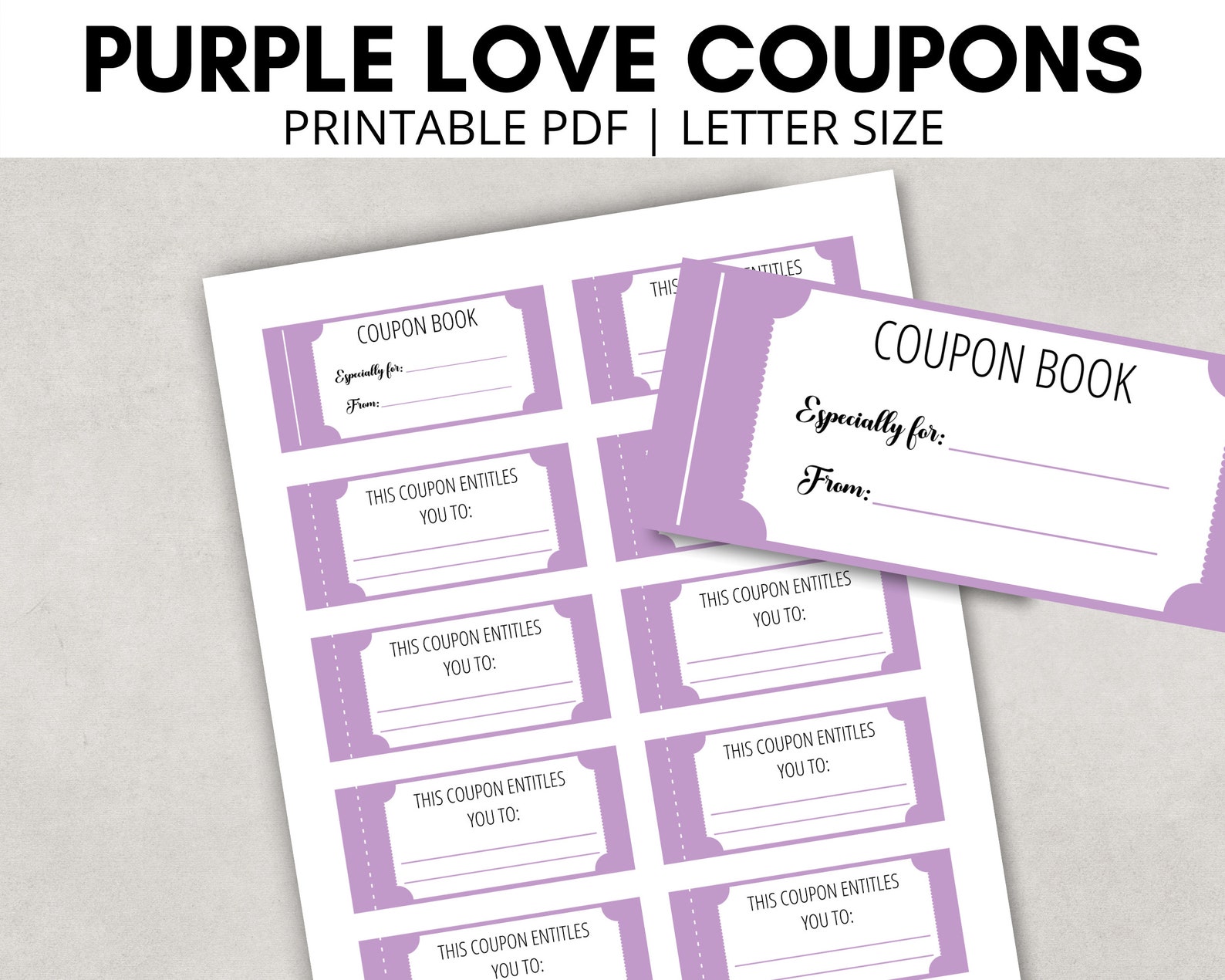 Love Coupon Book Printable Purple Love Coupon Template Etsy