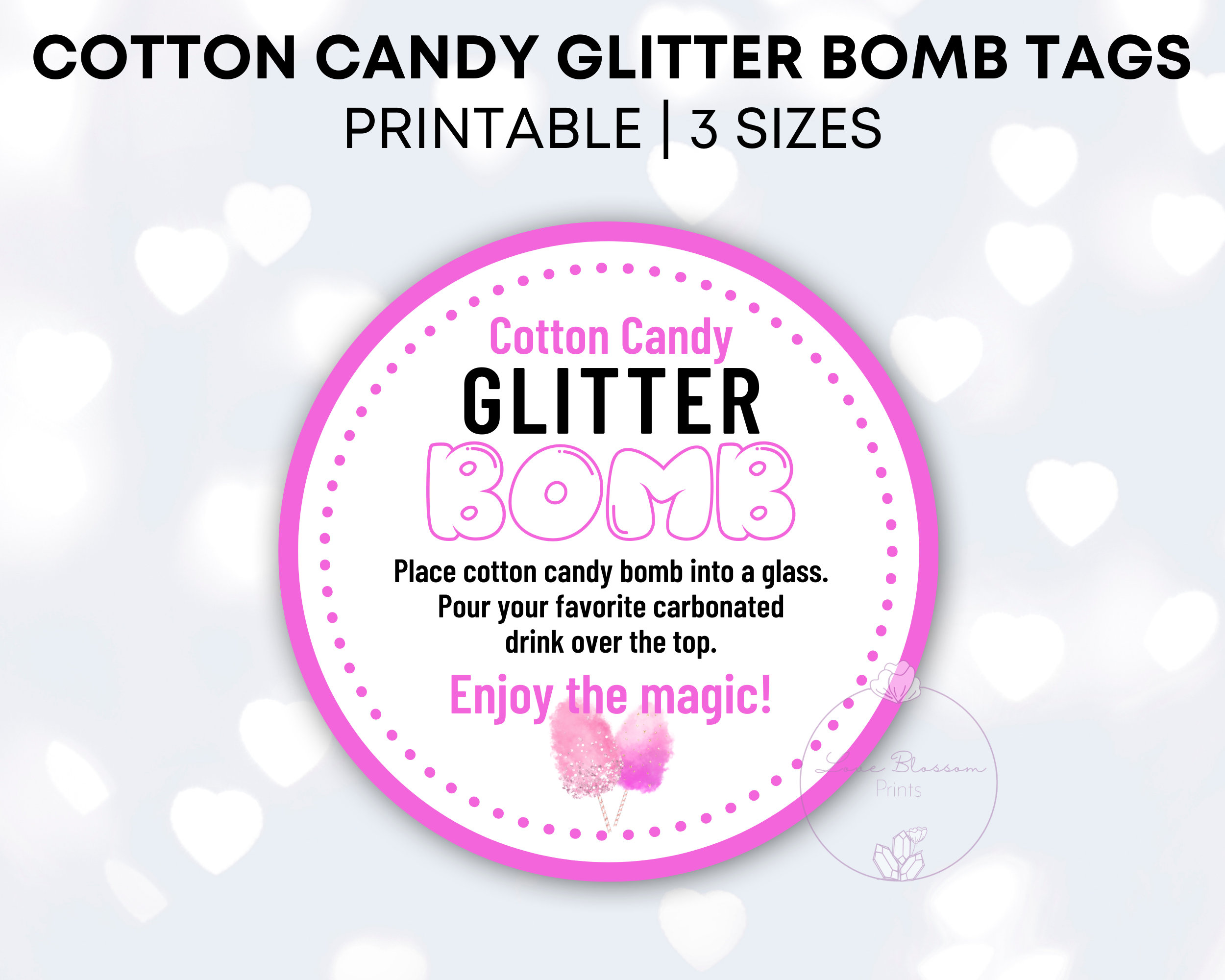 Cotton Candy Glitter Bomb Tags Printable Glitter Bomb Tag Etsy