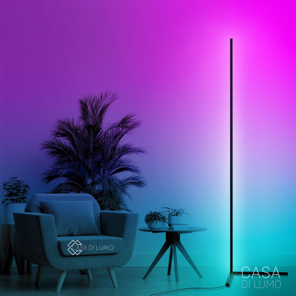 Apōllō RGB LED Corner Floor Lamp Modern & Minimalist Living Etsy
