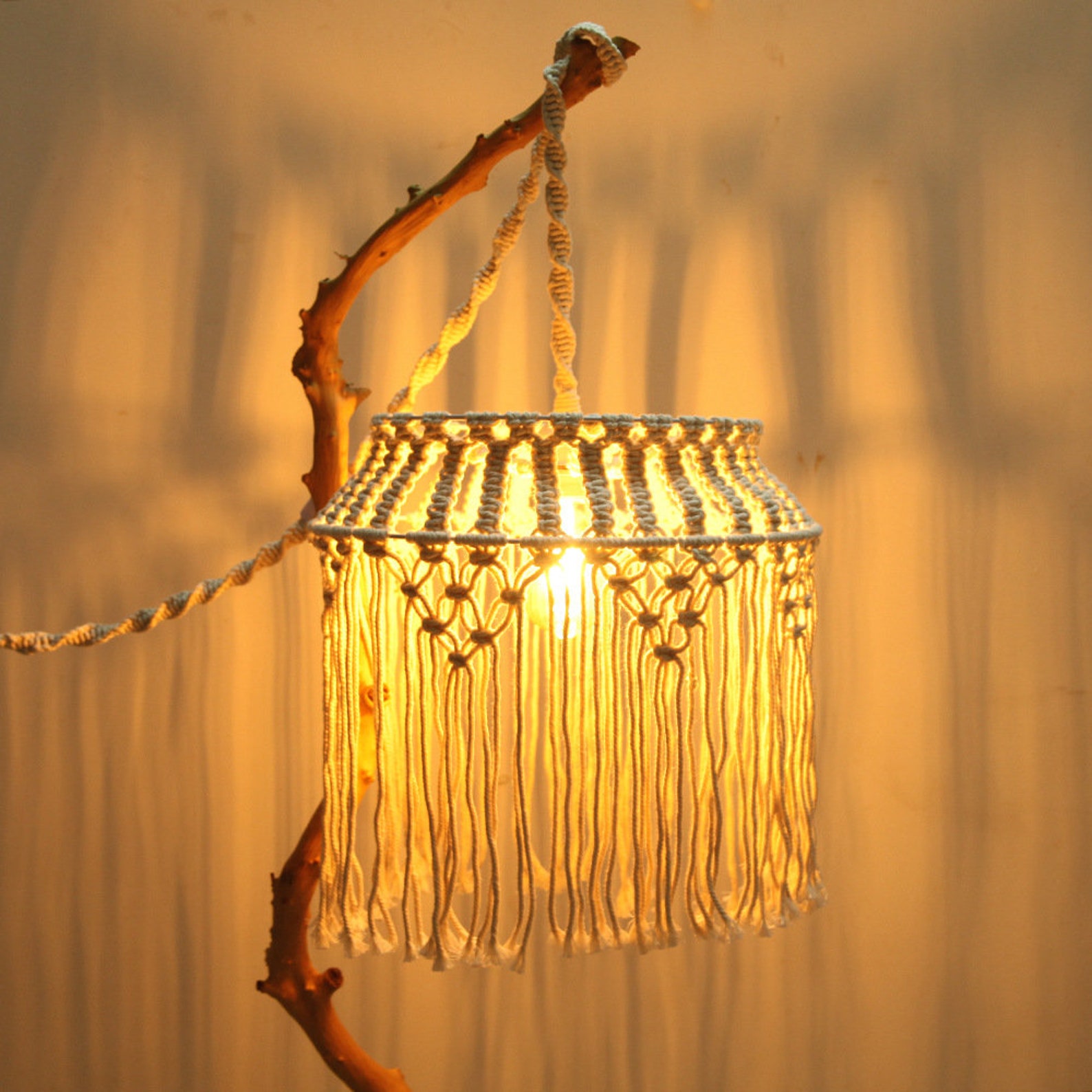 Macrame Lamp Shade Boho Hanging Pendant Light Cover Bohemian Etsy