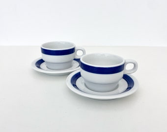 Vintage Yugoslavian Porcelain / 1990's Coffee Cups and Saucers / Set of 2 Espresso or Mocca Cups / Inker