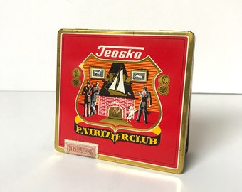 Vintage blikken doos / Teosko Patrizier Club / tabak / collectible / opslag / organisatie / Home Decor / kleine blikken doos