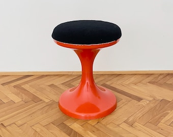 Vintage Orange Tulip Stool / Meblo Space Age Accent Piece / 1960s Yugoslavia
