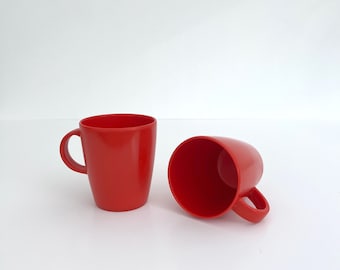 Vintage Melaware Red Mug / Picnic Mugs / Set of two