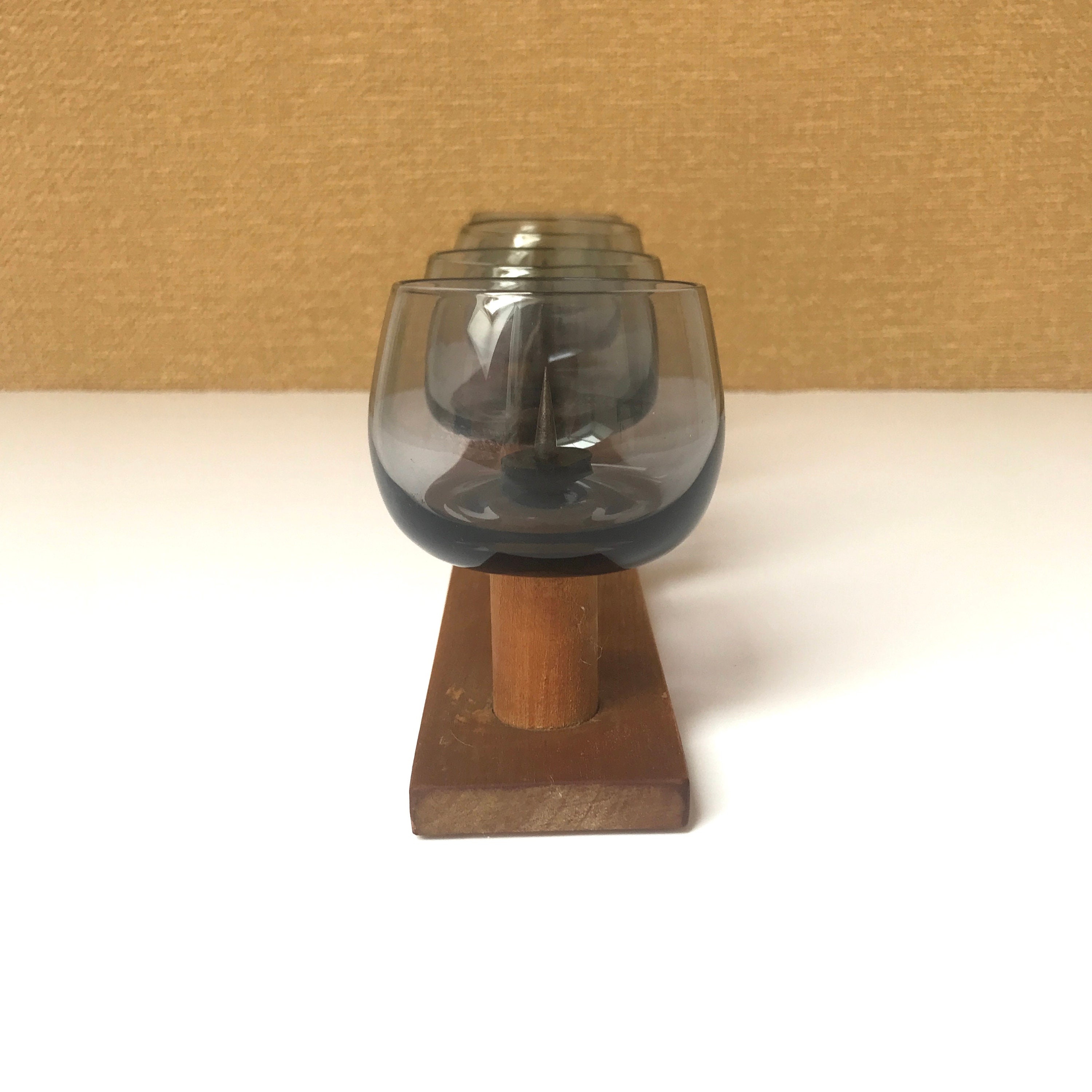 Vintage Candlestick Holder / Candle Holder / Grey Glass and Etsy UK