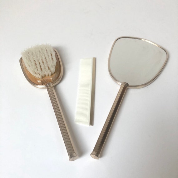 Vintage Hair Brush, Mirror and Comb Set / Floral … - image 2