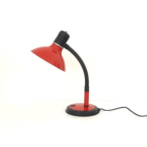 Vintage Desk Lamp / Adjustable Red Metal and Plastic Lamp / 1980s / Nuova Veneta Lumi / Italy