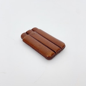 Vintage Cigar Case / Leather Cigar Case / Cigar Holder / 3 Finger Tube