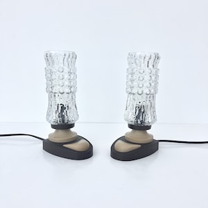 Vintage Lampenpaar / 1970er Jahre Tischlampe aus Glas und Kunststoff / Mid Century Schreibtischlampen / Orion