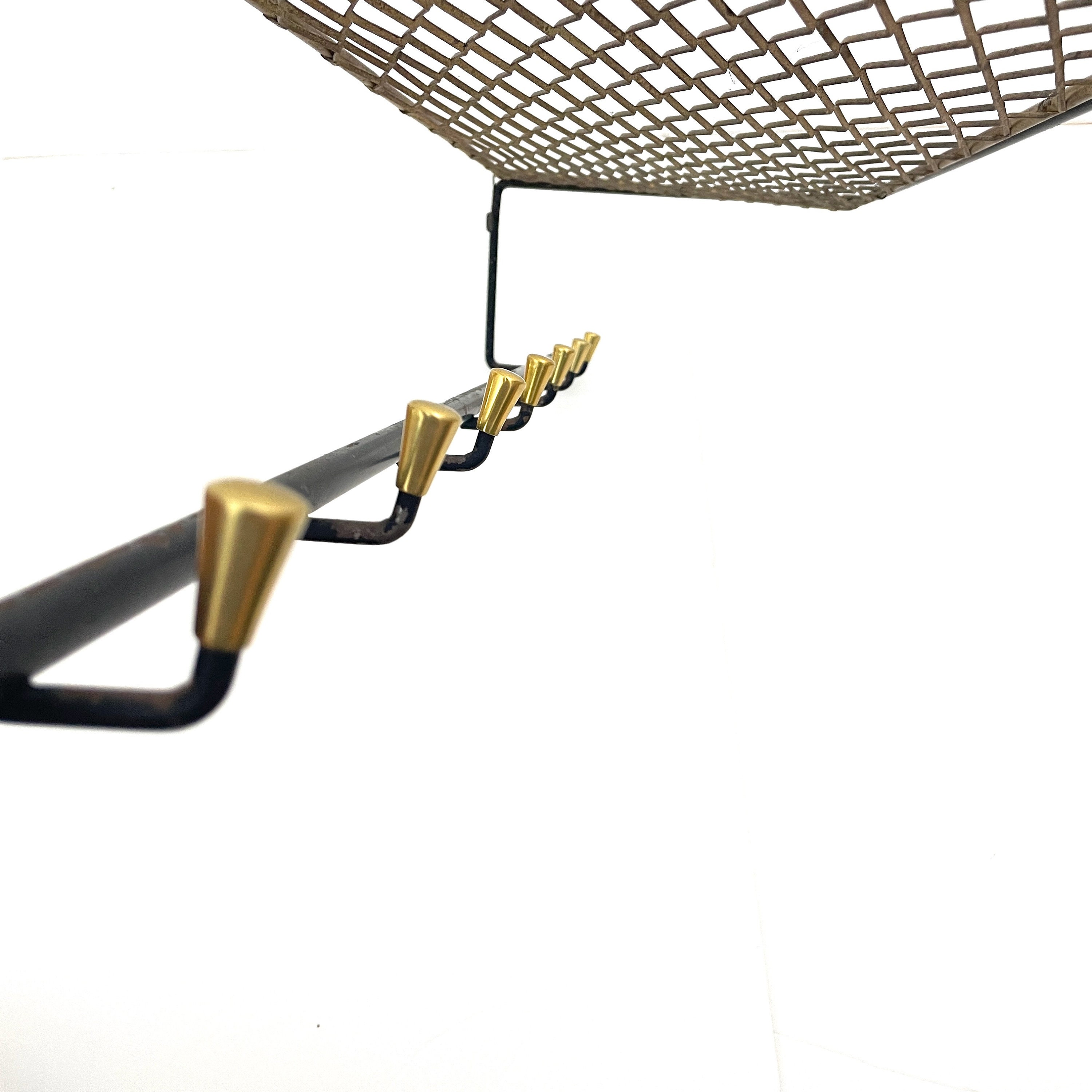 Vintage Coat Rack / Wallmounted Coat Rack / Brass and Iron Etsy