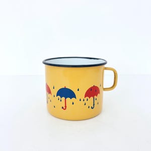 Vintage Enamel Mug / Milk Pot / Emo Celje / Umbrella / Made in Yugoslavia