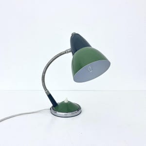 Vintage Gooseneck Lamp /  Green Desk Lamp / Mid-Century Modern Table Light / Retro Industrial Style / 1960s