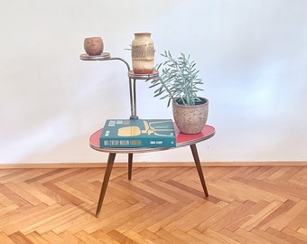 Original Vintage Red Plant Stand / Side Table / Etagere / Formica Flower Stand / Mid Century / Atomic / 1960s