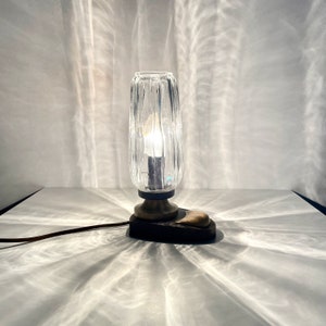 Vintage Lampe / 1970er Jahre Glas und Kunststoff Tischlampe / Mid Century Schreibtischlampe